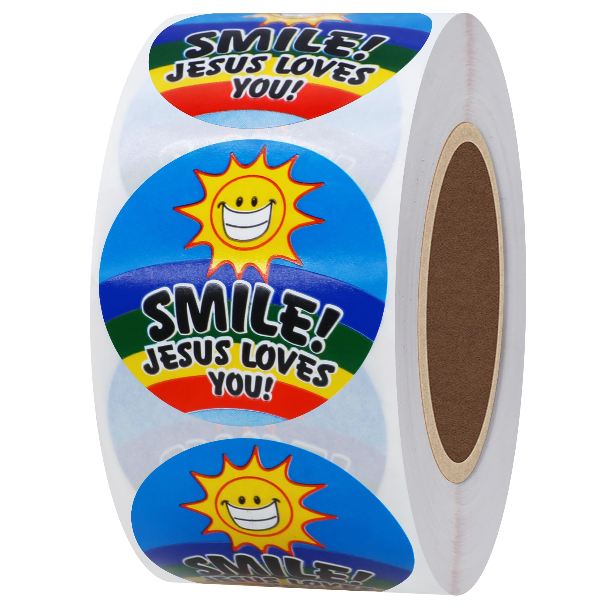 Hybsk Jesus Loves You Stickers for Items Gift Stickers Smile Stickers 1.5" Round 500 Labels Per Roll
