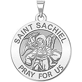 PicturesOnGold.com Saint Sachiel Religious Medal - 2/3 Inch Size of Dime, Sterling Silver