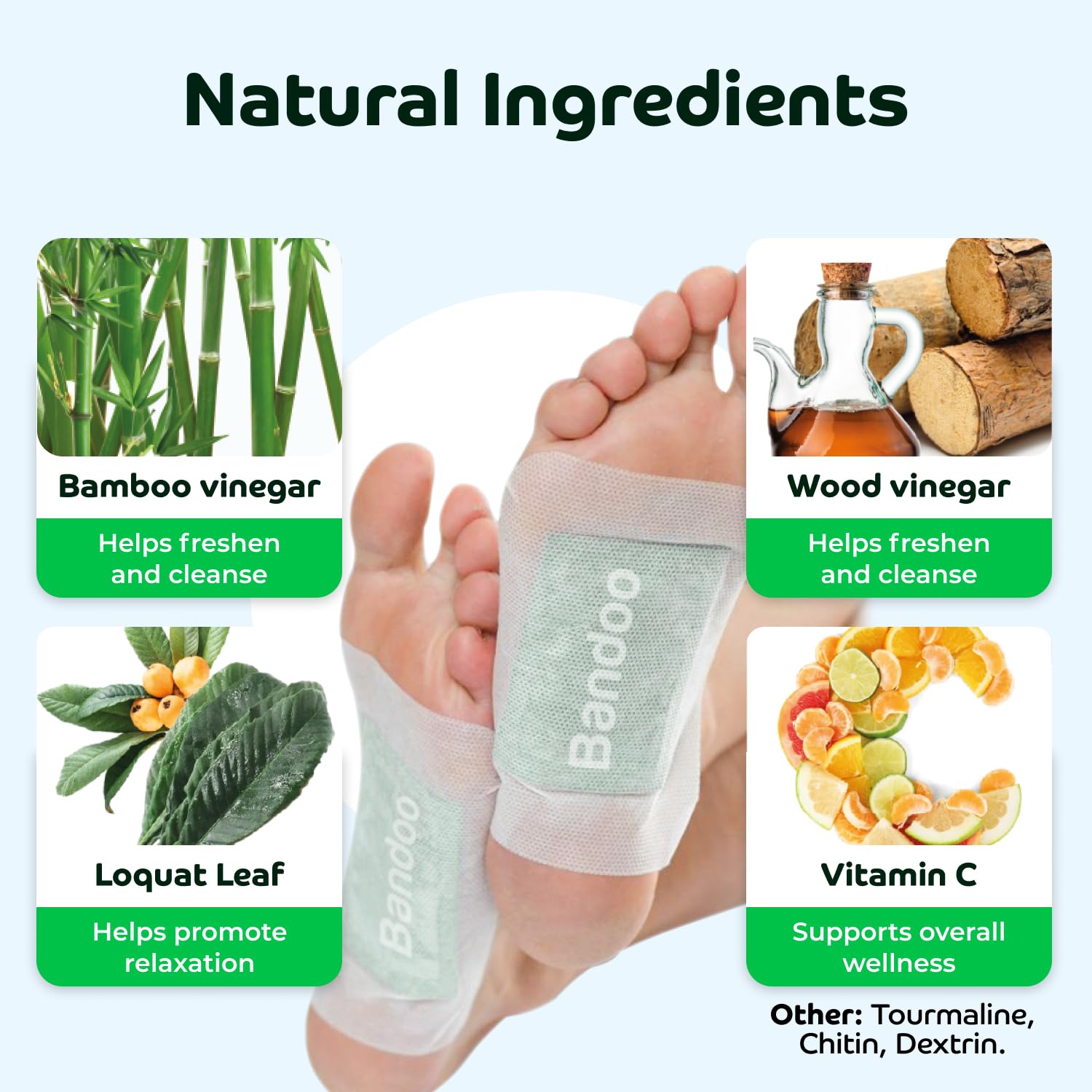 Bandoo Original Deep Cleansing Foot Pads | Rana Pads | Premium Natural Bamboo Foot Pads | Japanese Pads | Cleanse, Moisturize & Energize | for Men & Women | 10 Pads