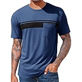 Runcati Men's Casual T-Shirt Short Sleeve Regular Fit Crewneck Tee Summer Graphic Tops with Pocket