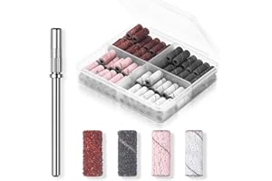 Makartt Nail Drill Bits Sanding Bands for Nail Drill, 100Pcs 4 Color Coarse Fine 80/120/180/240 Grit File Sand with 3.1mm Mini Mandrel Nail Bit Set for Acrylic Nails Gel Manicures and Pedicure