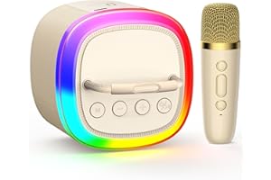 HWWR Mini Karaoke Machine, Portable Bluetooth Speaker with Microphone for Kids Singing Home Party, Christmas Halloween Kids Birthday Gifts, Music Toys for Girls Boys 3-12+ Years Old