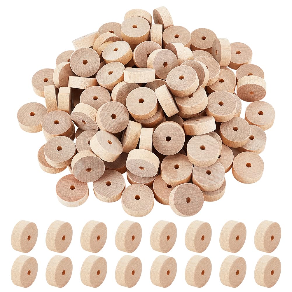 OLYCRAFT 150Pcs 28x10mm Wooden Craft Wheels 5mm Hole Unfinshed Wooden Wheel Blank Small Wood Wheels Flat Round Wooden Craft Wheels for DIY DIY Model Cars Wood Crafts Supplies