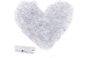 ANGMLN 128 Pieces Photo Clips Mini Transparent Plastic Clear Clips, Clothespins Binder Clips for Hanging String Fairy Lights Picture, Polaroid Clips as Gifts for Family Friend Birthday