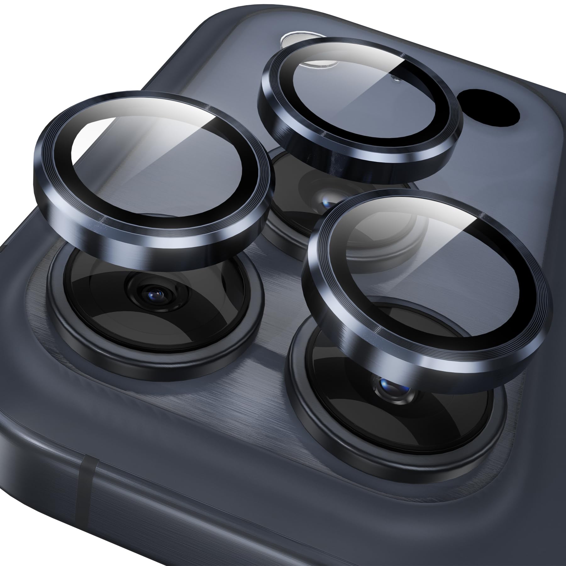 Photo 1 of YWXTW Camera Lens Protector for iPhone 17 Pro/iPhone 17 Pro Max, [1 Step Installation Tray] Tempered Glass Screen Protector Metal Individual Camera Cover Accessories Case Friendly (Deep Blue)