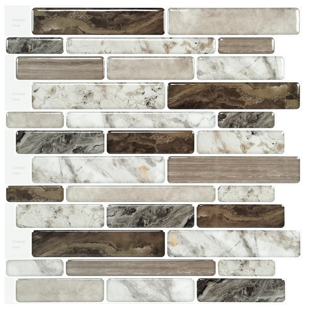Photo 1 of LONGKING Self-Adhesive Kitchen Backsplash, Marble Look Decorative Tiles (10 Tiles) (Multi)