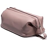 LINE+ARC Easy-to-Clean Silicone Dopp Kit (As Seen in Glamour and GQ) Extra-Wide Opening Anti-Stain (Mauve, 3.5L) Toiletry Bag Travel Set Makeup Organizer Cosmetics Case Fabric Simple Hang Loop
