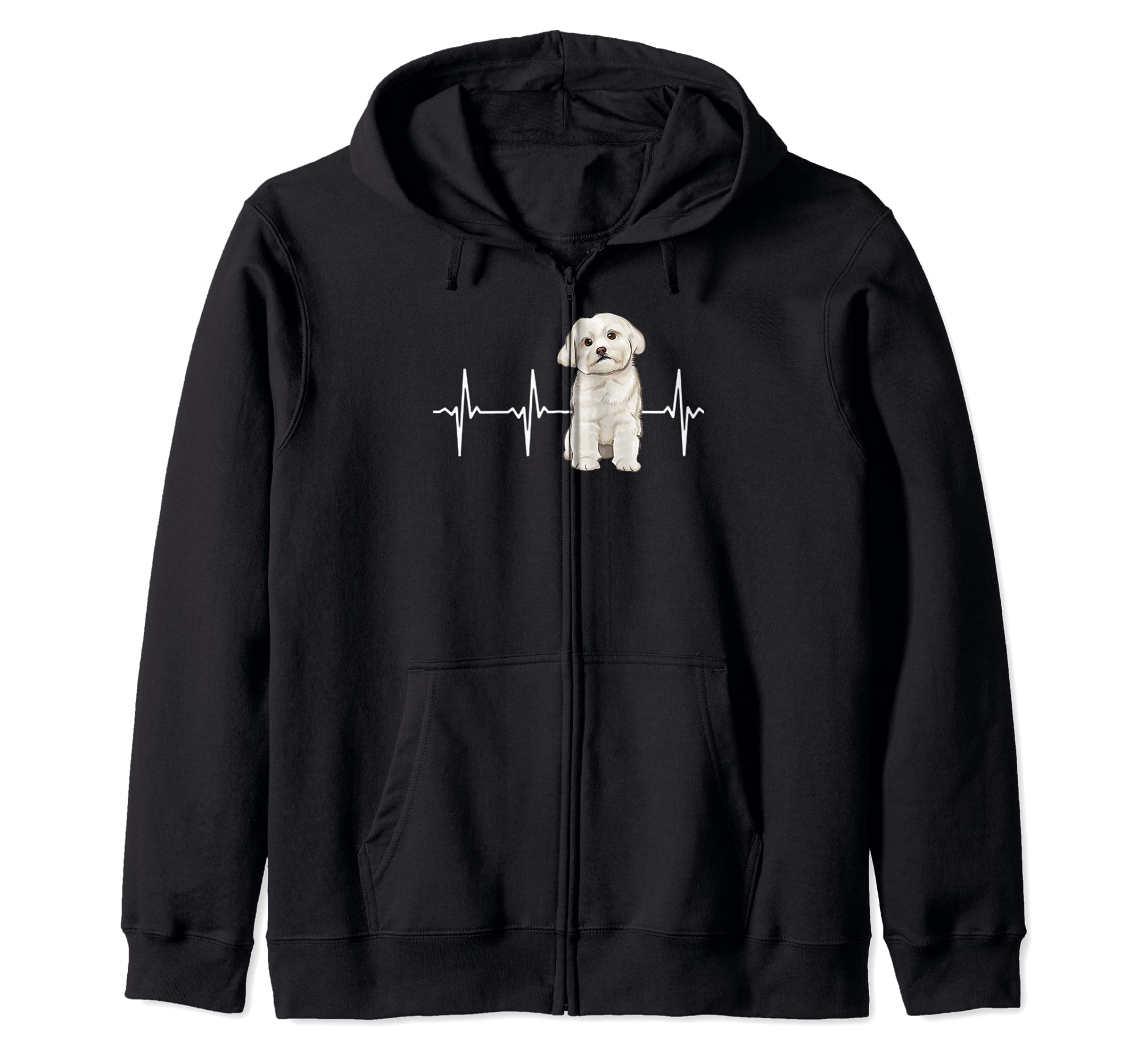 Maltese Heartbeat Dog Lover Zip Hoodie