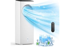 EFFANCOL Evaporative Air Cooler, 3-IN-1 Swamp Cooler 26ft/s, Portable Air Conditioners Windowless w/Remote, 15H Timer, 80°Oscillation, Water Tank, 3 Ice Packs, Ac Cooling Fan for Indoor Room Bedroom White