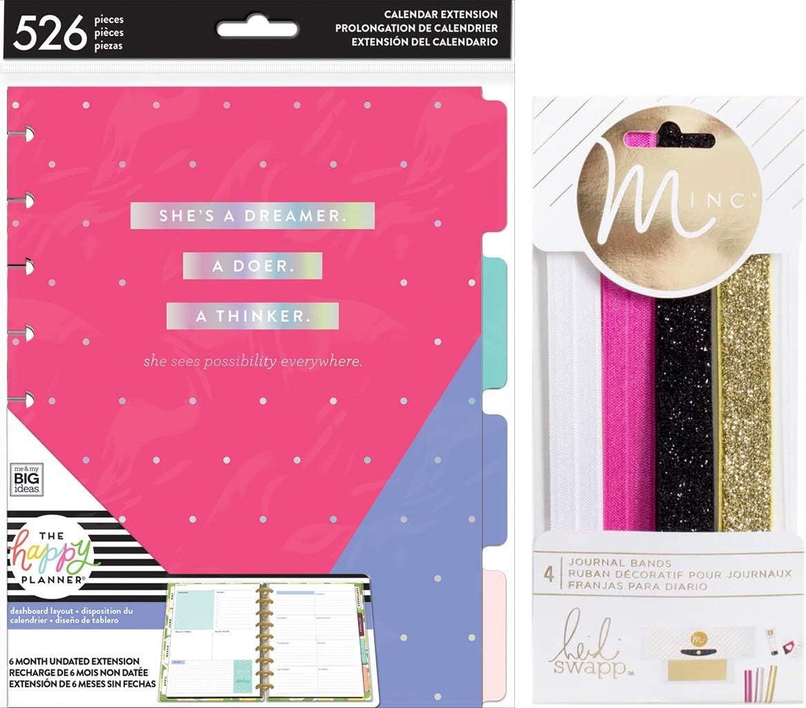 Classic Happy Planner Undated Six Month Dashboard Layout Extension and Journal Bands
