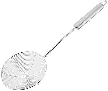 Fackelmann Abseihlöffel 38 cm OVALGRIFF, Schöpflöffel aus Edelstahl, Schaumlöffel zum Kochen und Frittieren (Farbe: Silber), 