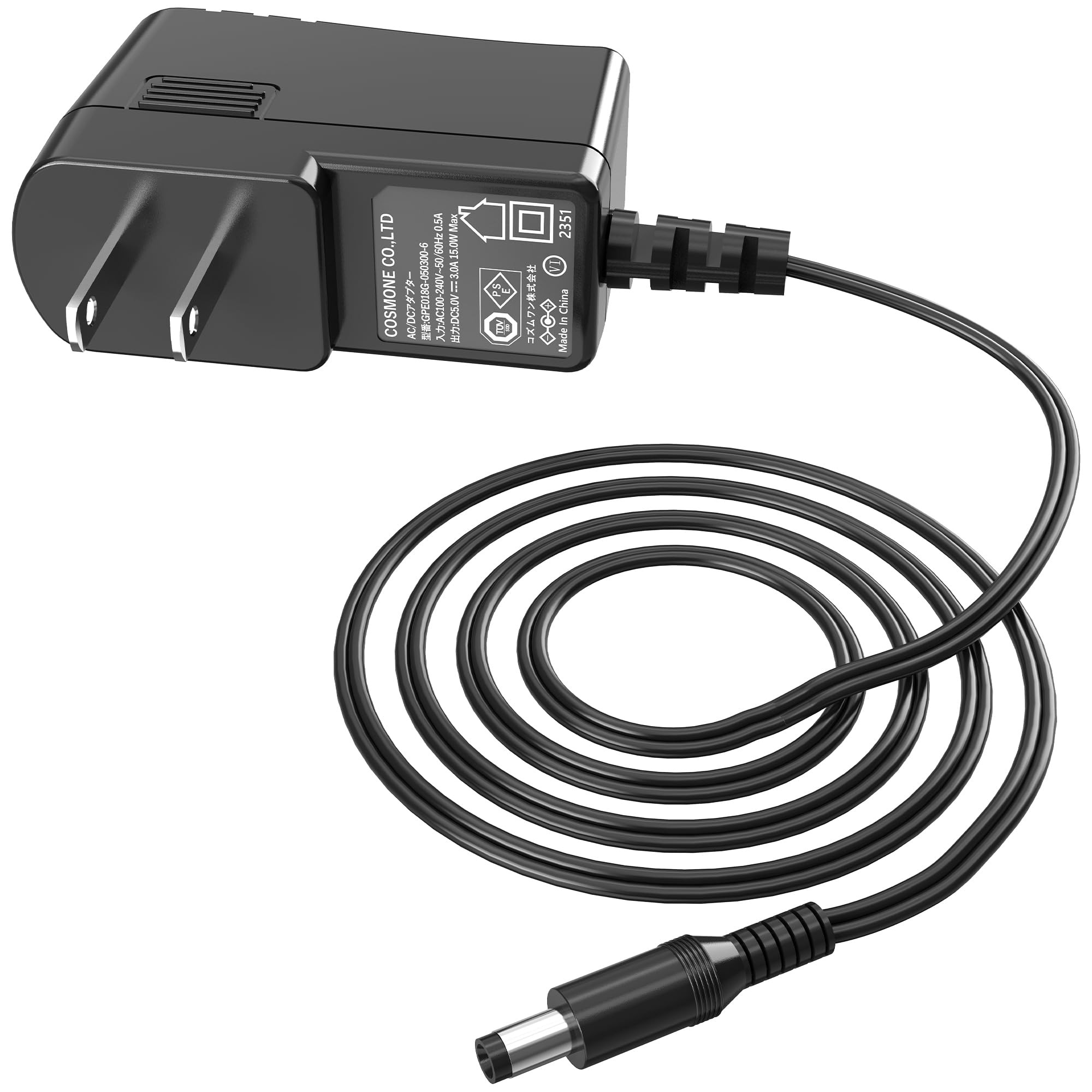 KOZUMUWAN ACアダプター 電源アダプター 電気安全法PSE適合品 大手メーカーOEM製品 dcプラグ 外径 5.5mm 内径 2.1mm 汎用 純正互換 コンバーター スイッチング式 楽器 ギター カメラ モニター オーディオ 家庭用 (電圧5V, 電流3A) の商品画像