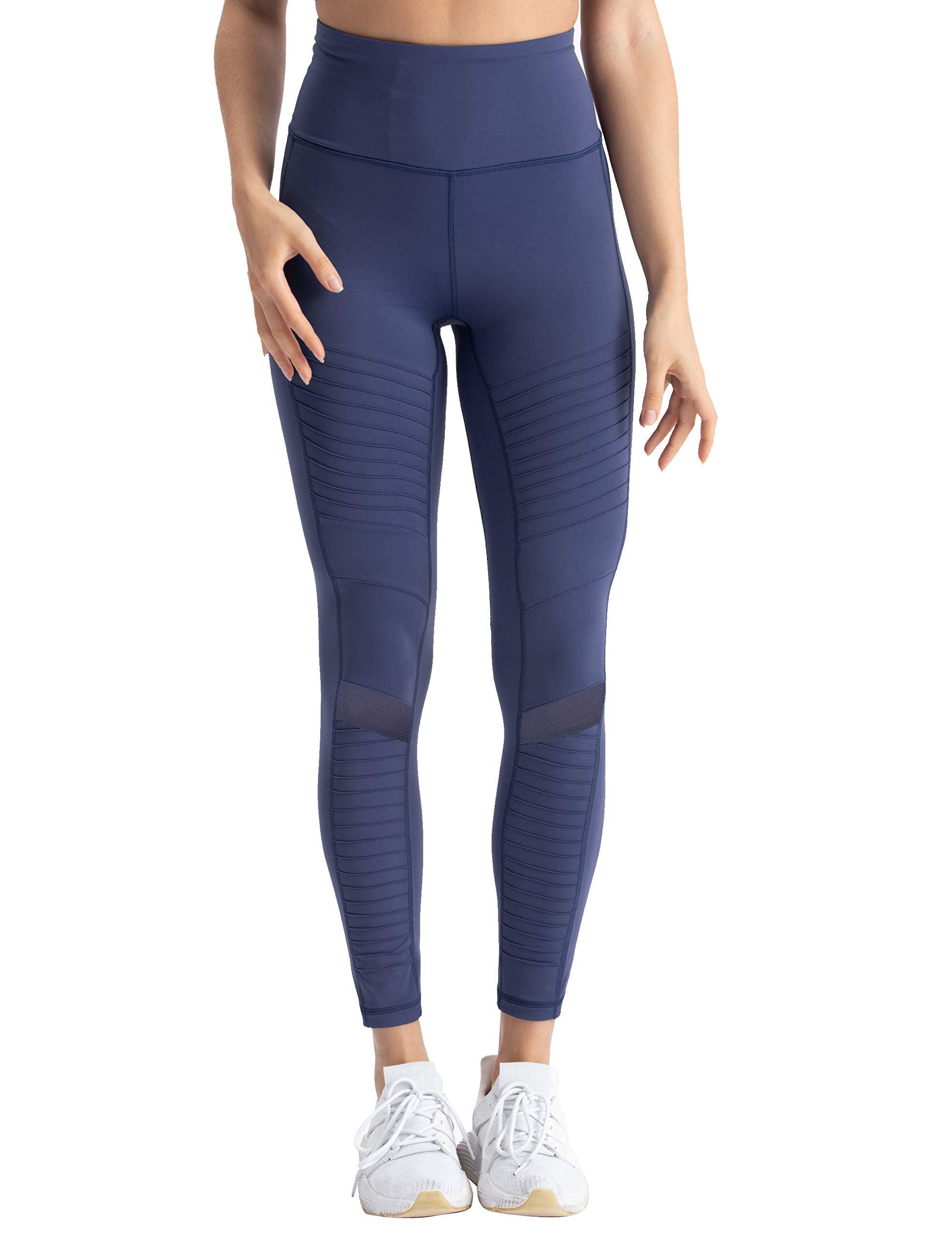 Hopgo Women's High Waist Moto Legging 4 Way Stretch Workout Leggings 7/8 Gym Yoga Pants Twilight Blue US M