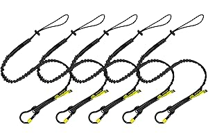 BearTOOLS New Black Screw Lock Safety Lanyard 3 Foot Tough Tether, Captive Eye Carabiner, Adjustable Loop End, Ultra-Durable, Premium Quality Materials for Scaffold Construction 5 Pack (0935S)