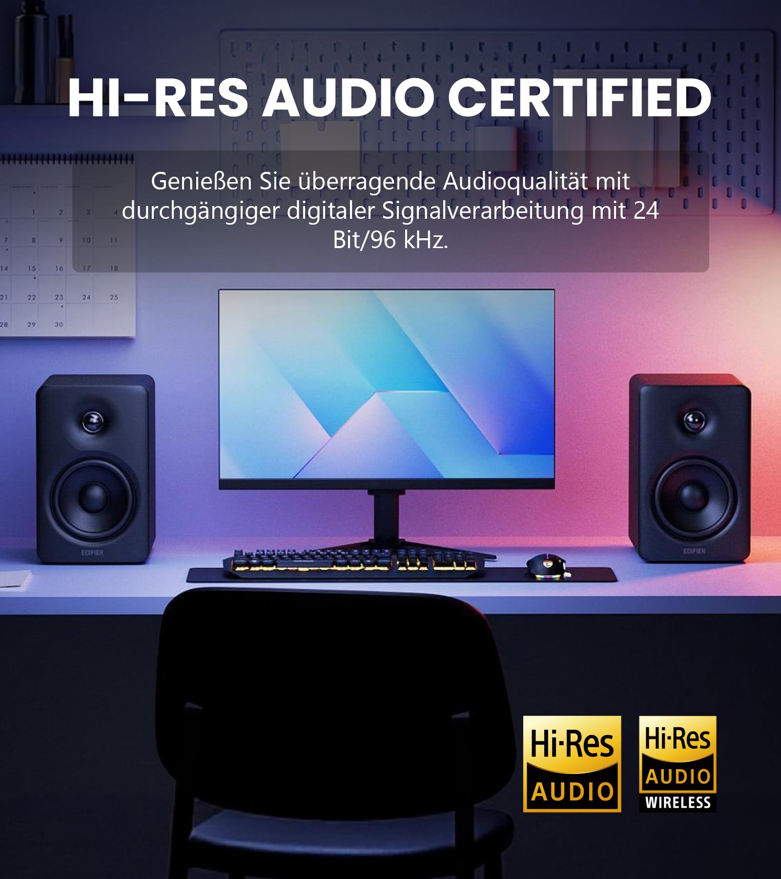 Edifier M90 Regal-Lautsprecher, 100 W RMS Desktop-Lautsprecher, Hi-Res-Audio, LDAC, Bluetooth 6.0, kompakter Lautsprecher, HDMI eARC/optischer/USB-C/AUX-Eingang, SUB Out, Aktivlautsprecher – Schwarz 4