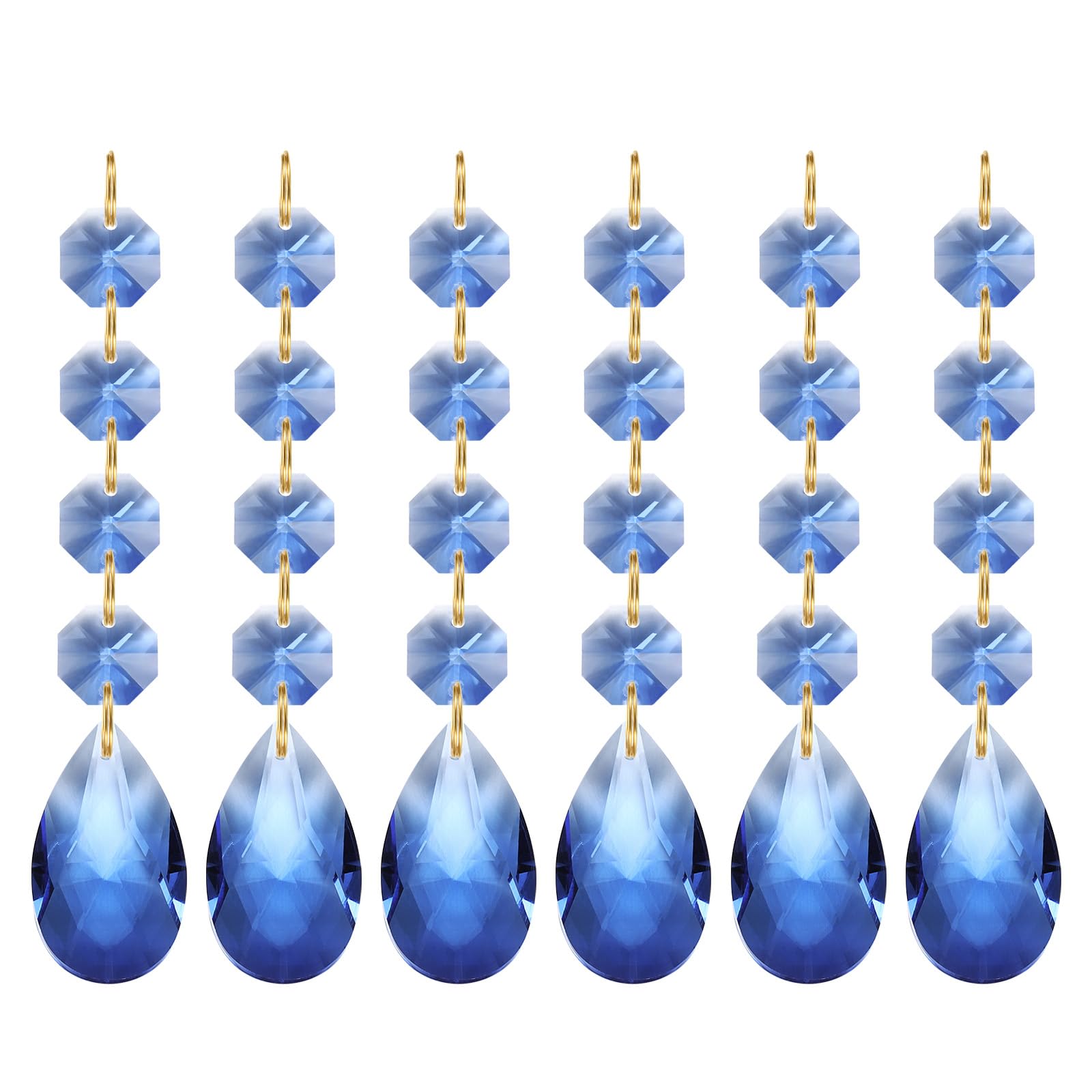 PATIKIL Teardrop Crystal Chandelier Pendants Beads, 6 Pack 120mm Length 38mm Chandelier Prisms Parts Ornaments Hanging Beads for DIY Arts Crafts Decoration, Light Blue