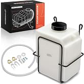 A-Premium Automatic White Universal Coolant Reservoir Bottle Kits | Compatible with More Vehicles, W/Mounting Clips, Overflow Tube, Clamps, Cap, Gasket,Screws &amp; More Accessories