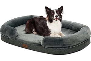 Yiruka Dog Beds for Large Dogs, Washable Dog Bed with Removable Cover, Orthopedic Dog Bed with Egg-Crate Foam, Waterproof Dog Bed Nonskid Bottom, Pet Bed Large Dog Bed