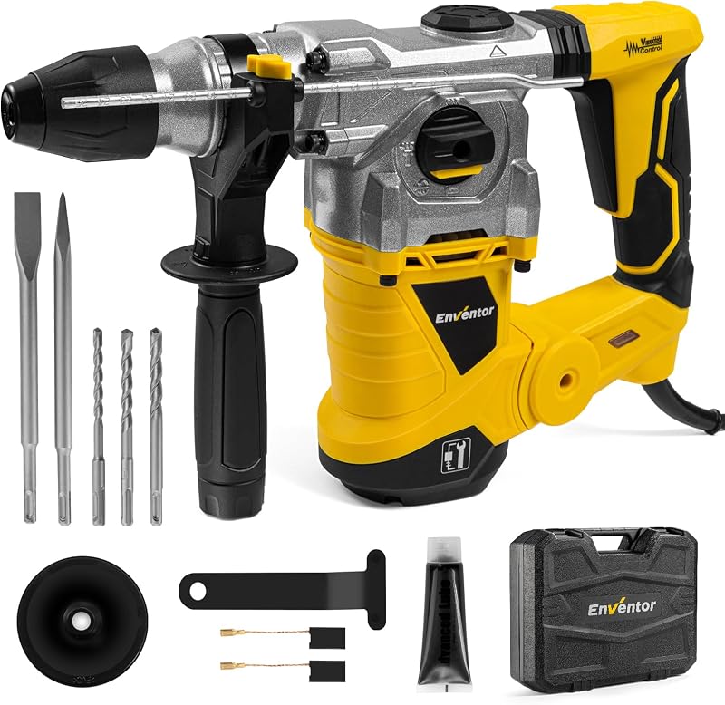 Enventor 1500W Hammer Drill SDS-Plus 360° Handle Concrete Masonry Wood