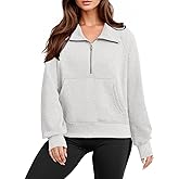 Glamaker Womens Sweatshirts Half Zip Pullover Fleece Cropped Comfort Fall Loose Outfits Fashion Long Sleeve Thumb Hole