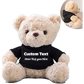 Personalized Teddy Bear With Custom Text – White Plush Stuffed Animal With Red Shirt, Great Gift For Valentine's, Birthday, Christmas (10 Inch) - View #3