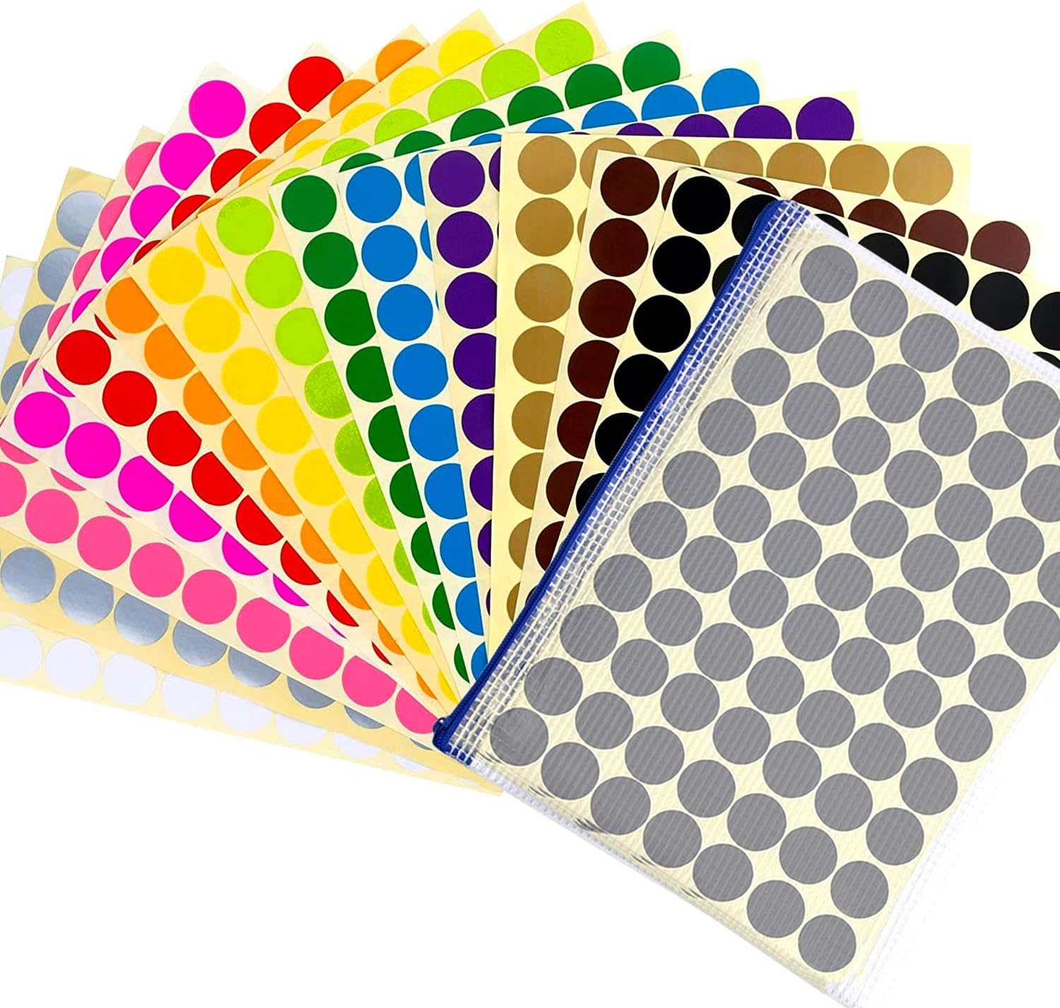 3920 pcs 3/4" Round Coding Circle Dot Labels with File Pocket, 14 Colors : Office Products