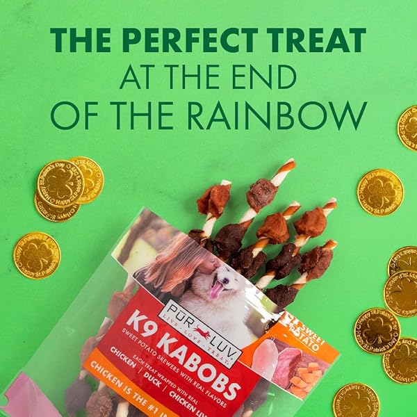 PUR LUV DOG TREATS, K9 KABOBS MADE WITH REAL CHICKEN, DUCK, AND SWEET POTATO, 12 OUNCES, DOG SNACKS, HEALTHY, EASILY DIGESTIBLE, LONG-LASTING, HIGH PROTEIN TREAT, SATISFIES URGE TO CHEW