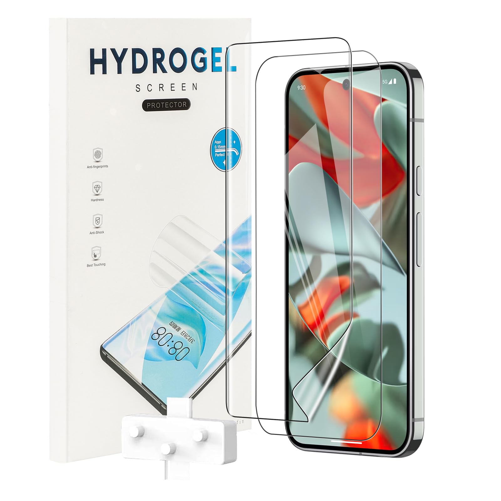 KZIOACSH Screen Protector for Google Pixel 10 Pro XL/Pixel 9 Pro XL, 2 Pack Curved Edge HD Soft TPU Screen Protector [Not Glass] Scratchproof Bubble Free [Fingerprint Unlocking] Protective Cover Film