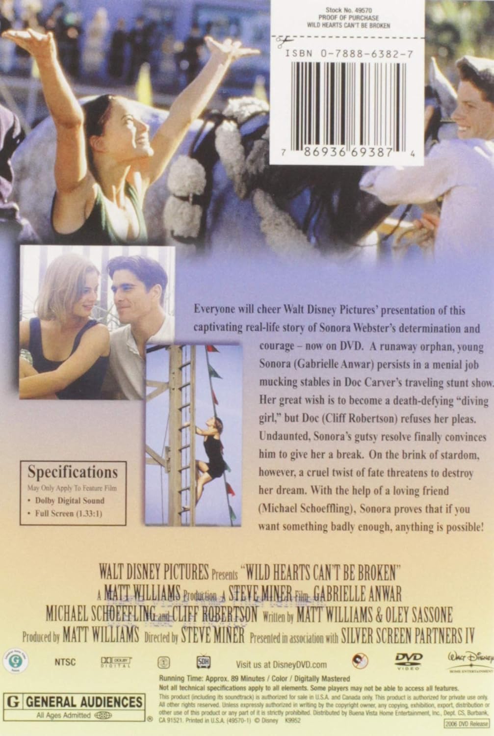 Amazon Com Wild Hearts Can T Be Broken Gabrielle Anwar Michael Schoeffling Cliff Robertson Kathleen York Frank Renzulli Nancy Moore Lisa Norman Lorianne Collins Elizabeth Hayes Laura Lee Norton Steve Miner Matt Williams