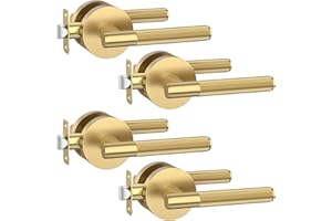 Asidrama 4 Pack Passage Champagne Bronze Door Handles, Door Lever with Door Knobs Indoor for Bedroom or Bathroom, Heavy Duty 