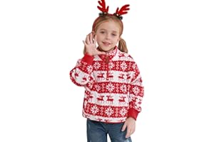 URMAGIC 3-9Y Girls Winter Casual Fleece Half Zipper Hoodie Sweatshirt Long Sleeve Stand Collar Jacket Holiday Pullover Top