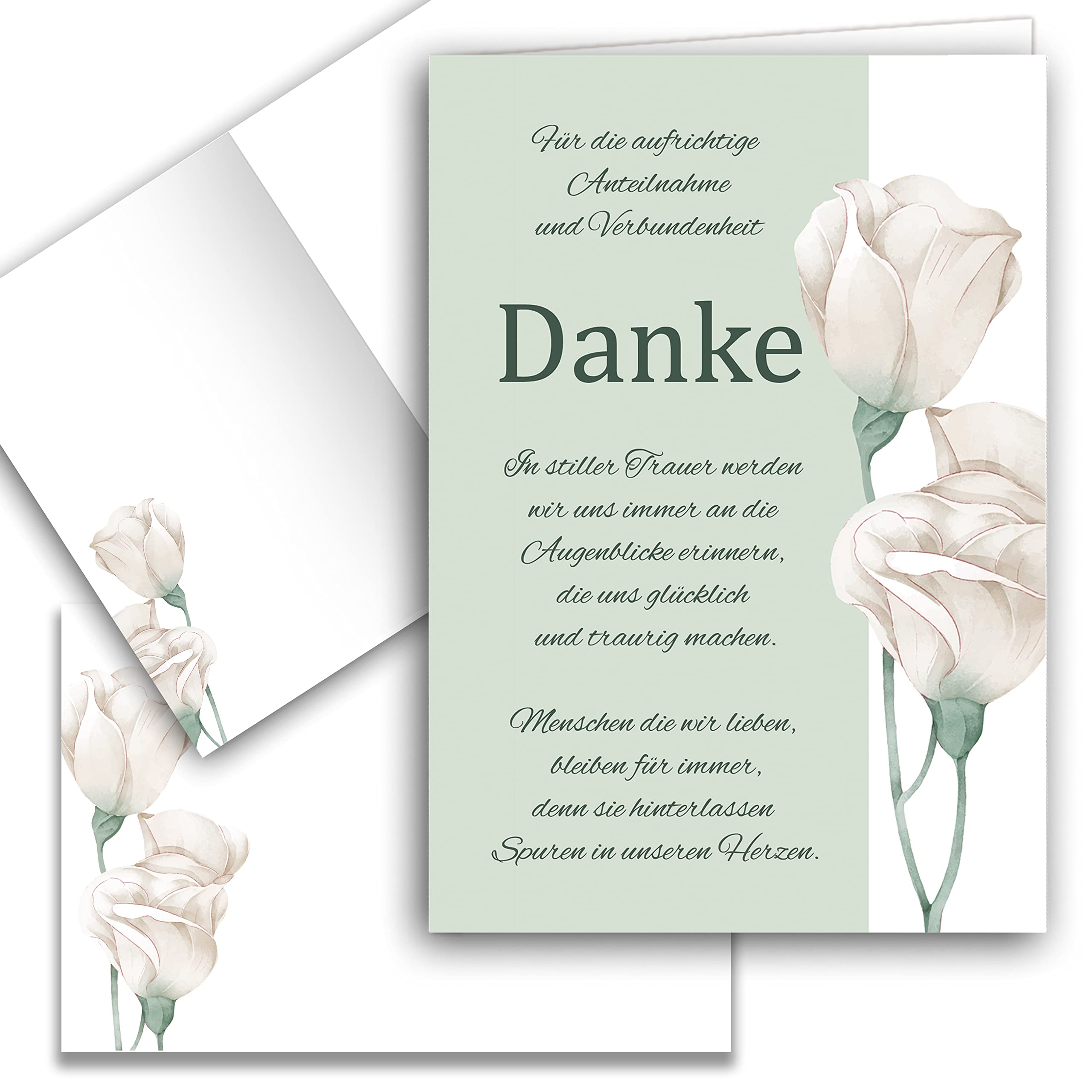 Pack of 10 Thank You Cards Mourning with Text and Envelope Thank You Card Folding Cards Sympathy Cards Condolence Cards Thank You Funeral Condolence Card Stylish White Delicate Flower with Text