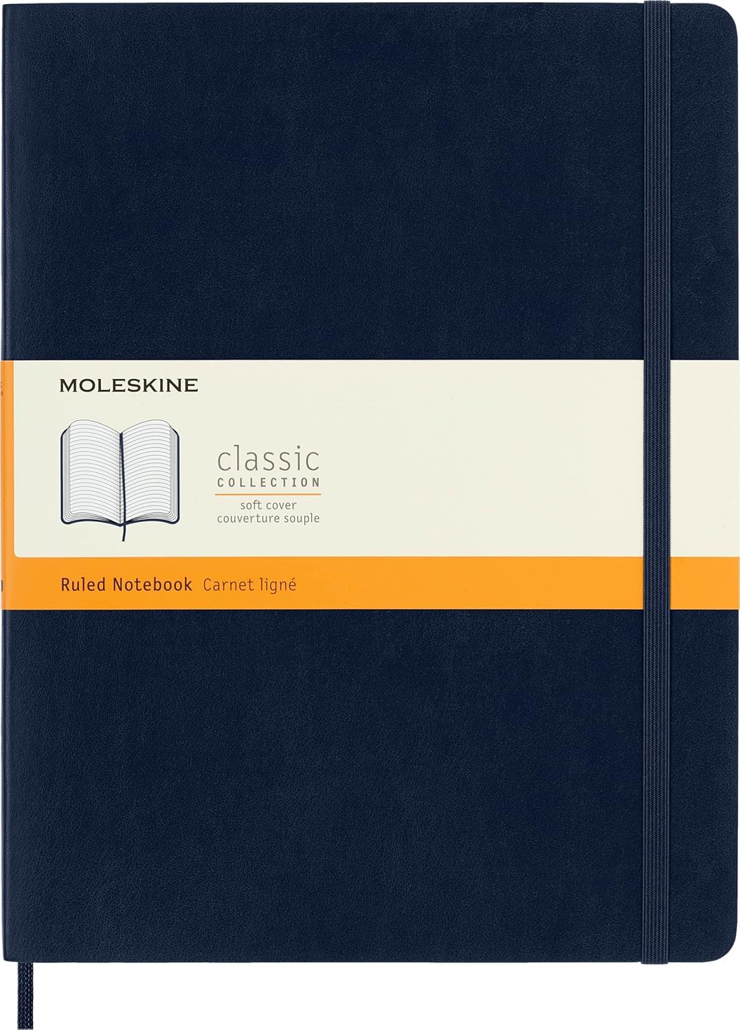 Moleskine Classic Notebook, Notebook With Ruled Pages, Soft Cover and Elastic Closure, Sapphire Blue, XL, 19 x 25 cm, 192 Pages
