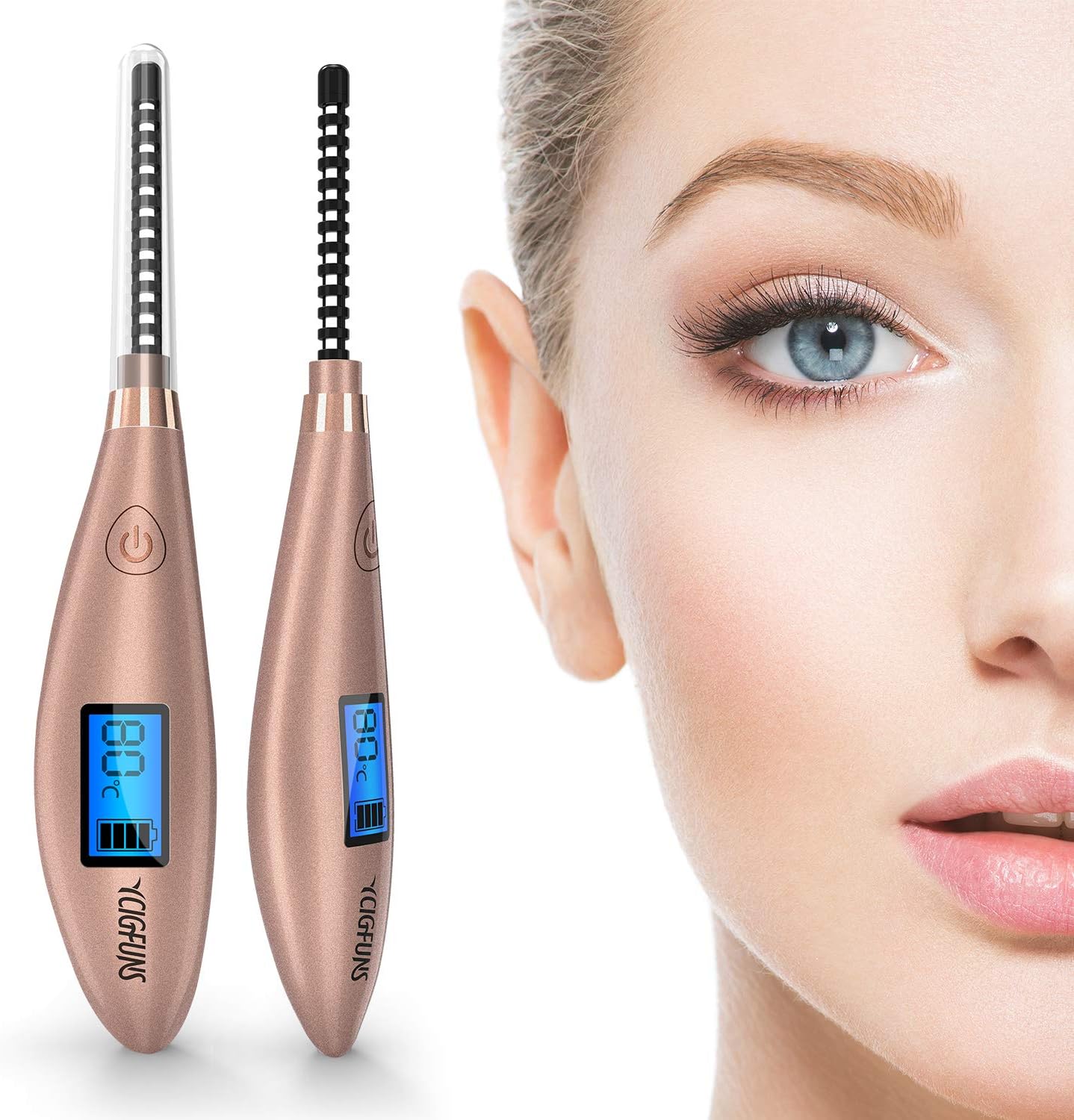 Heated Eyelash Curler Rechargeable Electric Lash Curler with LCD