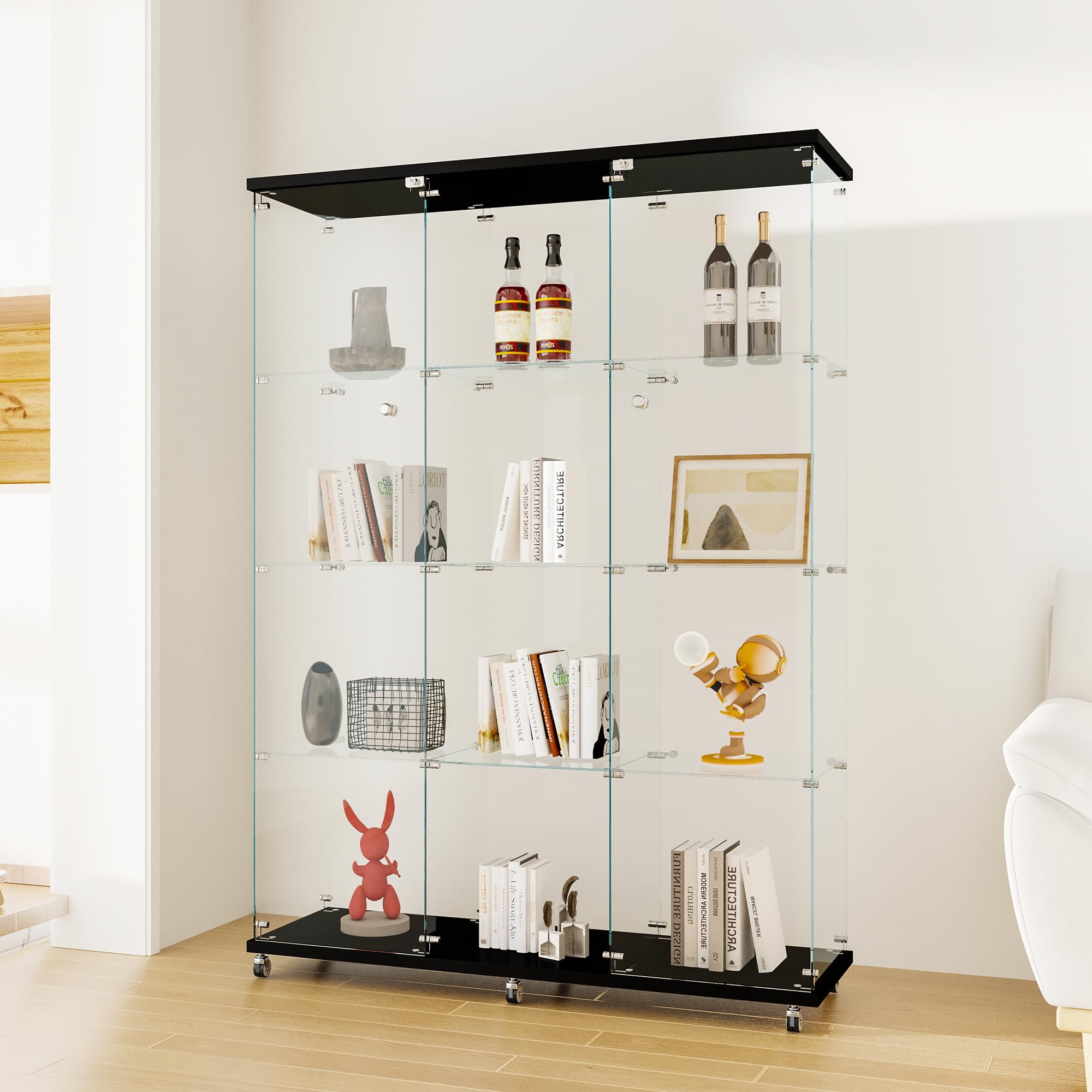 nifoti 66.5" H 4-Shelf Extra Large Glass Display