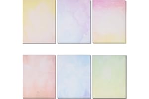 120 Pack Water Color Stationery Paper Set 6 Watercolor Designs Double Sided 8.5"X 11" Decorative Letter Sheets for Writing Ca