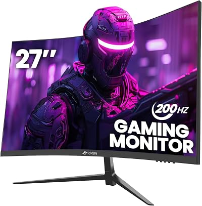 CRUA 27 inch 180Hz/200Hz Curved Gaming Monitor FHD 1080p 1ms GTG FreeSync