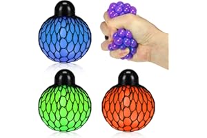 Fireboomoon Stress Relief Squeezing Soft Rubber Vent Grape Ball Hand Wrist Toy Funny Geek Gadget Vent Toy, Orange/Blue/Green, 3 Piece Stress Balls,Squishy net Ball,orbis Balls,Squishy Balls