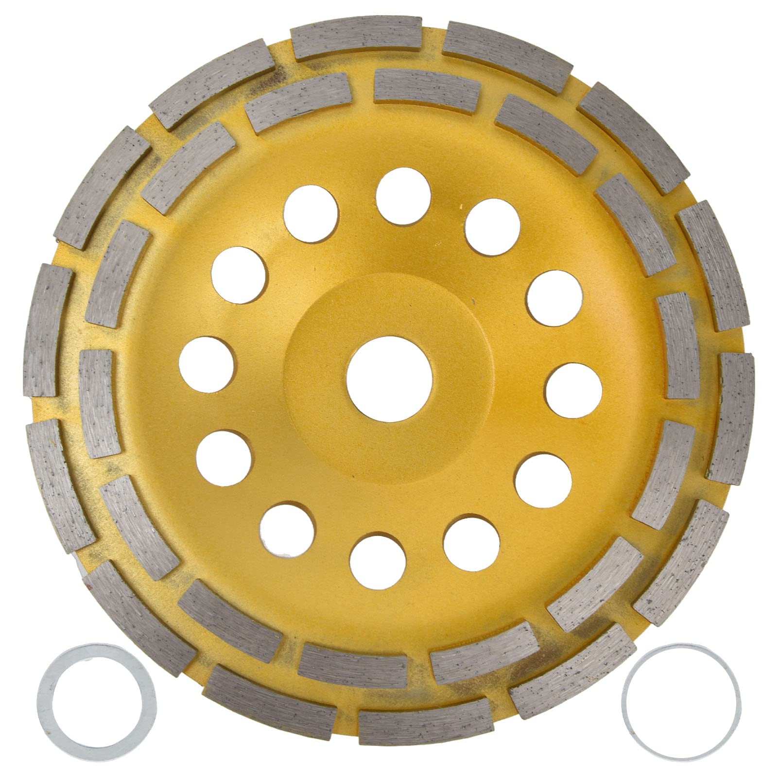 Diamond Cup Grinding Wheel Double Row Concrete Masonry Granite Grinding Wheels Heavy Duty for Angle Grinder Granite Stone Marble Masonry Cement(180mm)