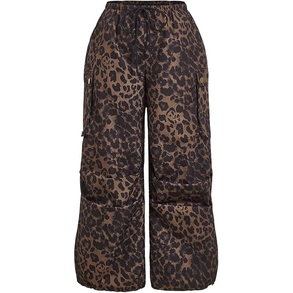 GORGLITTER Women's Leopard Parachute Pants Cheetah Print Baggy