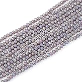 FASHEWELRY 10 Strands 3mm Opaque Faceted Glass Seed Beads Iridescent Crystal Rondelle Loose Spacer Beads Rosy Brown Briolette Glass Bead for DIY Bracelets Earrings Necklaces Craft Jewelry Making