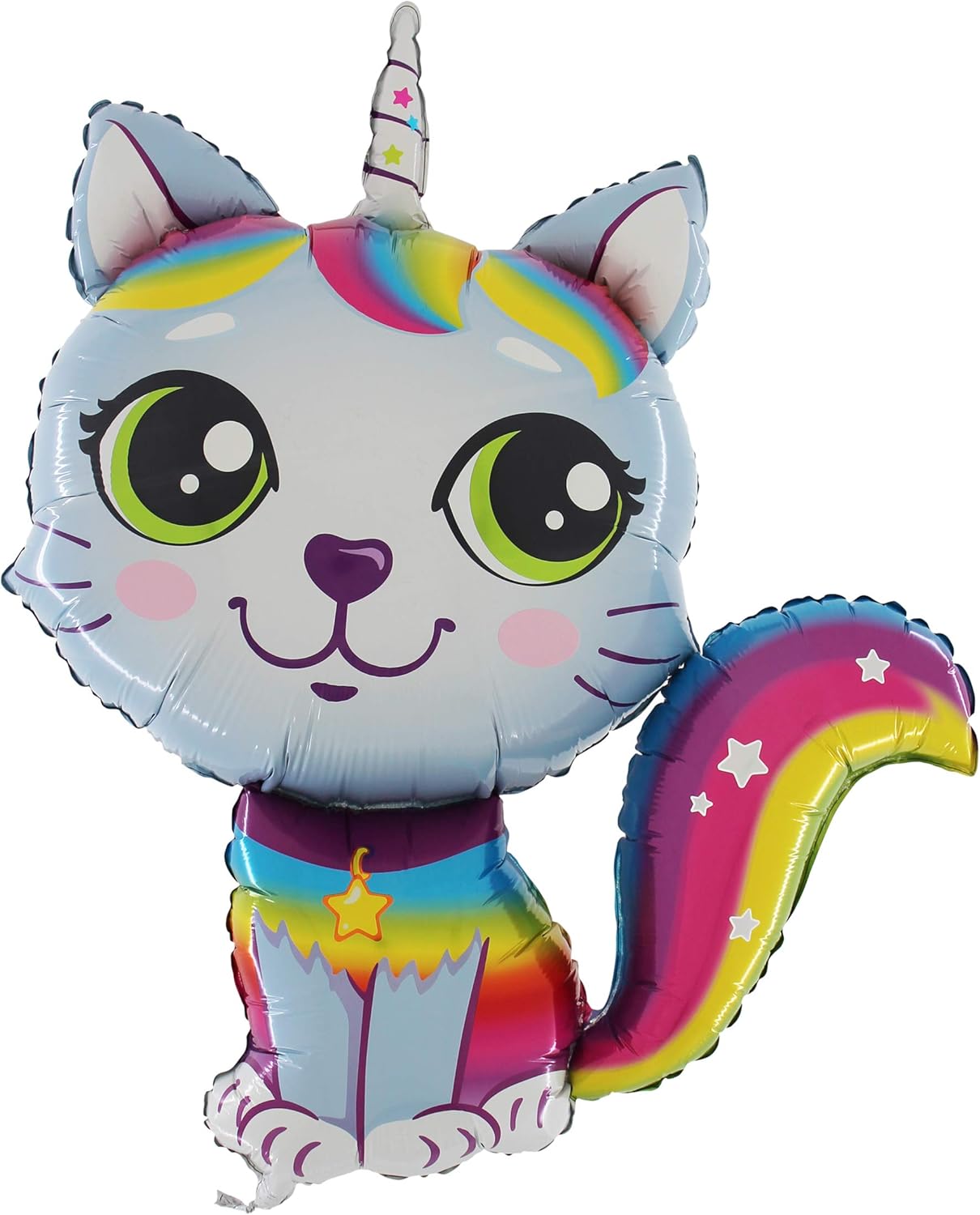 Toyland® 96cm (38") Rainbow Unicorn Cat Foil Balloon - Cry Babies - BLUE - Party Decorations, Blue,rainbow, Large