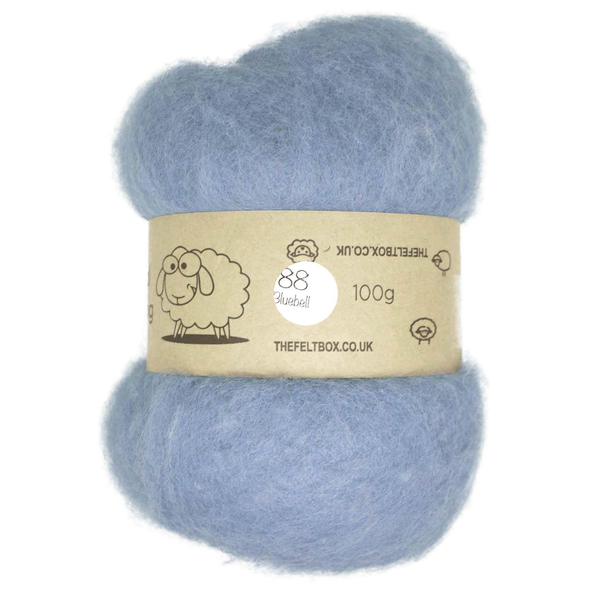 Carded Wool Batt – Bluebell #88 – 100g (3.5oz) for Needle & Wet Felting – The Felt Box