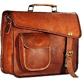 URBAN DEZIRE Men's Genuine Leather Small Briefcase Messenger Satchel I pad Tablet Bag 13 inch