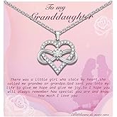 Alittlecare Granddaughter Necklace From Grandmom - Interlocking Heart Necklace Filled With My Love - Gift for Granddaughter On Birthday/Christmas/Mother's day/Graduation/Wedding/Valentines