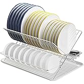 JOKKOL Stainless Steel Dish Drying Rack,Collapsible Dish Racks 2 Tier Foldable Dish Drainers for Large Capacity Wire Expandable