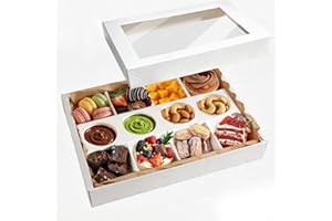 10pk Bakery box Brown heavy duty cardboard Platter Cake box with Window Cover and Sauce holder,Can hold Deli Muffins Pastries