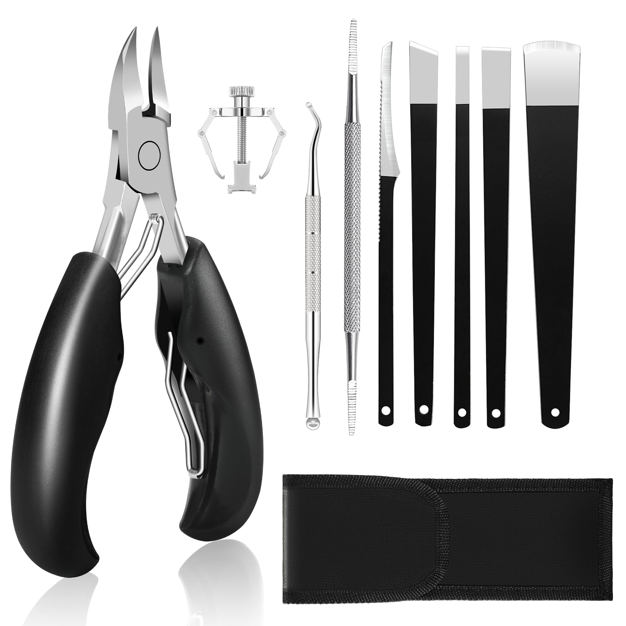HEYMKGO 9 in 1 Professional Toenail Clippers for Thick or Ingrown Nails, Heavy Duty Podiatry Tools for Men and Women