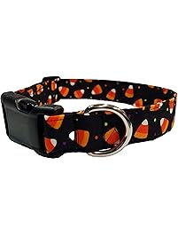 Candy Corn Dog Collar Halloween puppy trick or treat cotton Fabric spooky scary costume XL L M S or XS Mini Small Extra Large
