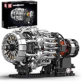 Mould King City Aircraft Engine Building Kit, Turbojet Engine Model That Runs with Motor, Mechanical Science Education STEM T